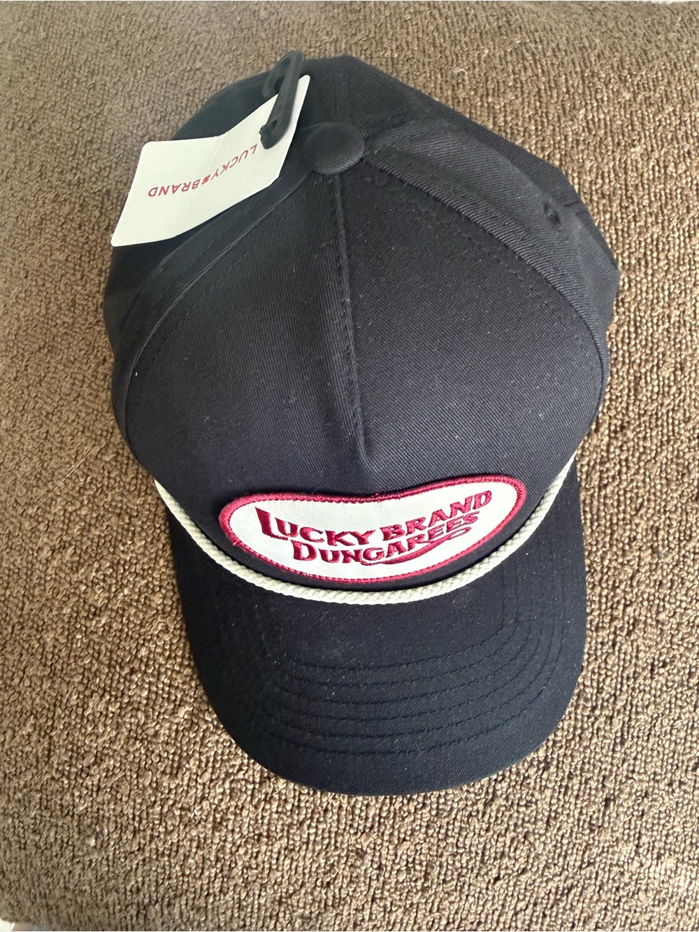 Lucky Brand Black Trucker Cap with Red Accent
